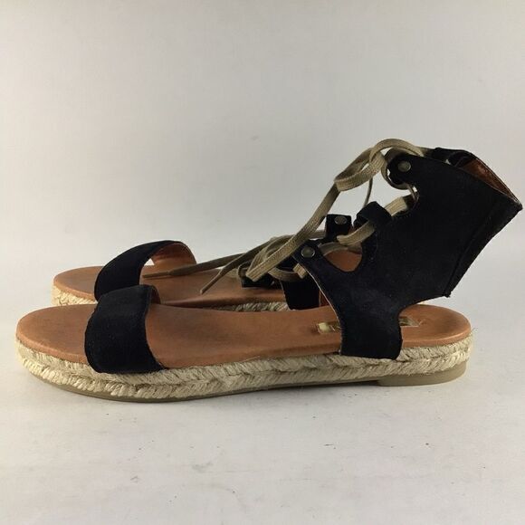 Anthropologie Maypol womens espadrille lace up sandals black size EU 37 US 7 - Picture 3 of 8